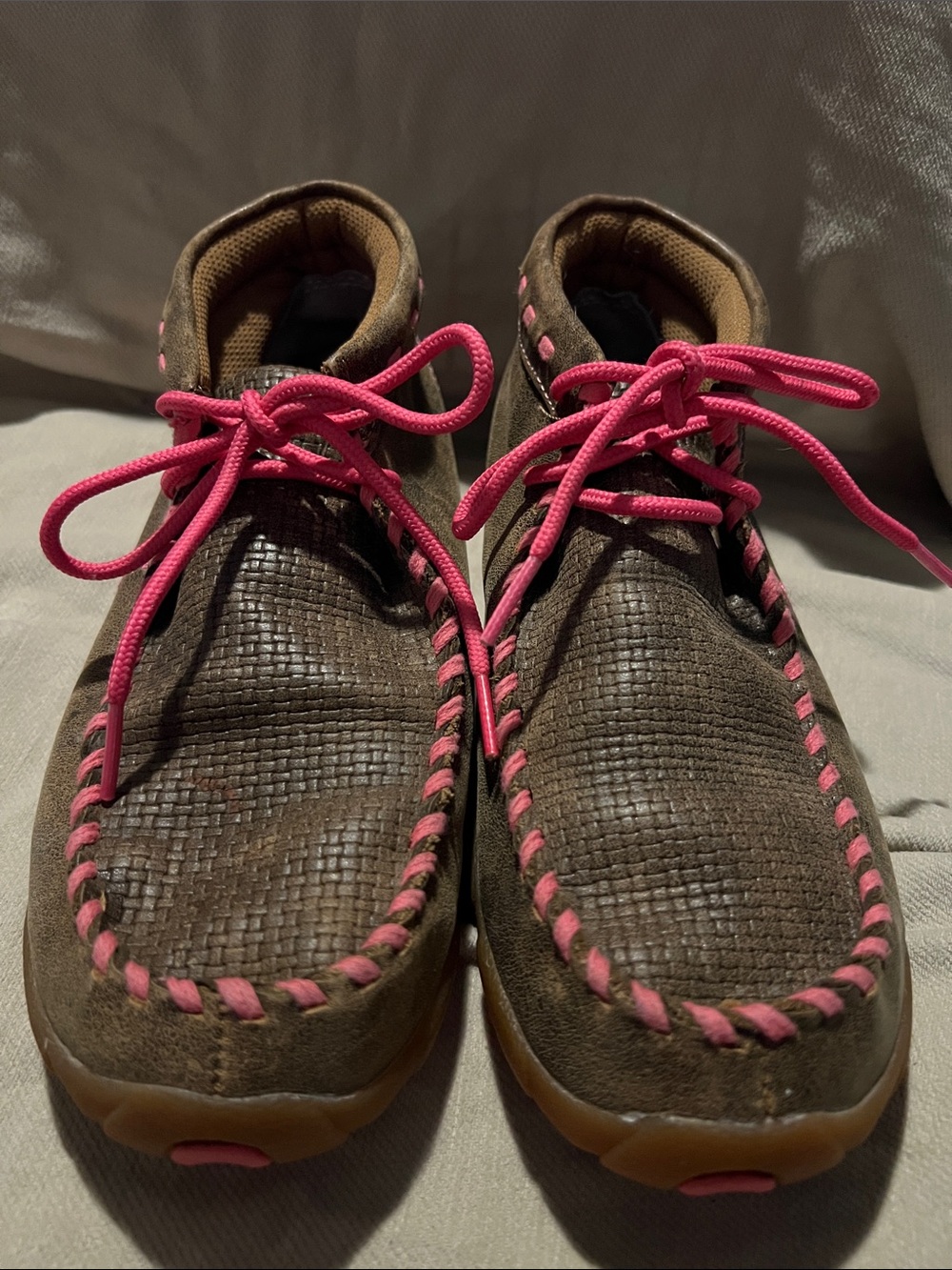 Twisted X Brown Ankle Boots with Pink Accents